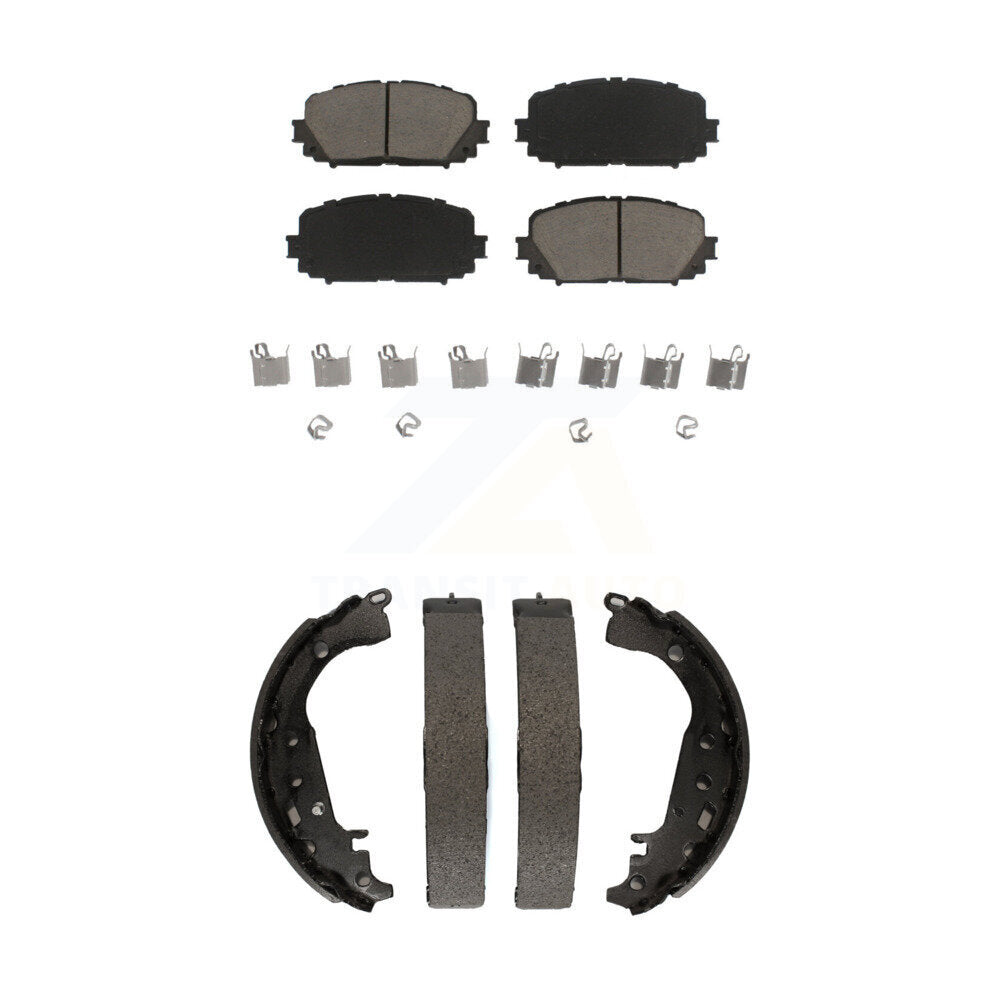 Front Rear Ceramic Brake Pads And Drum Shoes Kit For Toyota Yaris