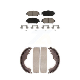 Front Rear Ceramic Brake Pads Drum Shoes Kit For Toyota Tacoma With 5 Lug Wheels