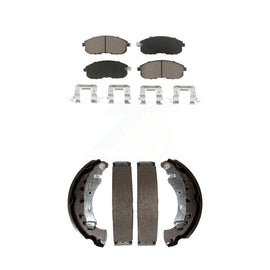 Front Rear Ceramic Brake Pads And Drum Shoes Kit For 2013-2019 Nissan Sentra