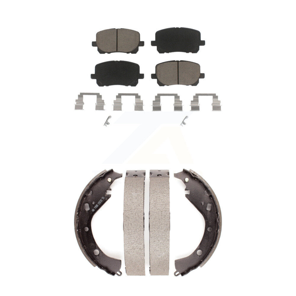 Front Rear Ceramic Brake Pads & Drum Shoe Kit For Toyota Matrix Pontiac Vibe AWD