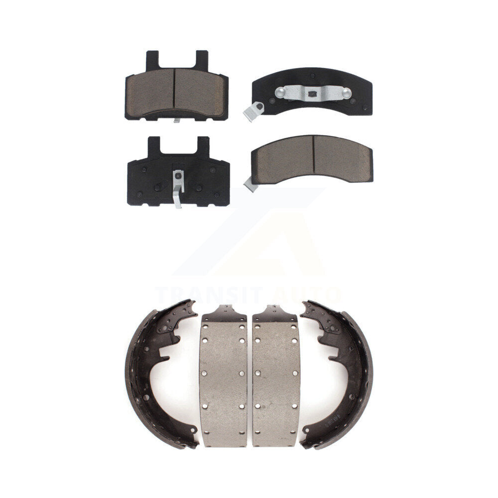 Front Rear Ceramic Brake Pads & Drum Shoe Kit For Chevrolet C3500 GMC K3500 3500