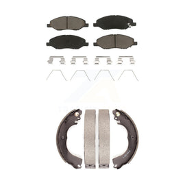 Front Rear Ceramic Brake Pads And Drum Shoes Kit For 2009-2011 Nissan Versa 1.6L