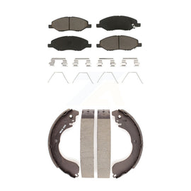 Front Rear Ceramic Brake Pads & Drum Shoes Kit For 2008 Nissan Versa 4-Wheel ABS