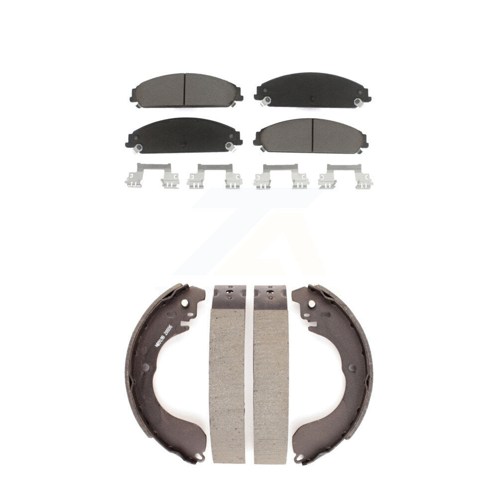 Front Rear Ceramic Brake Pads & Drum Shoes Kit For 2008-2009 Dodge Caliber SRT-4