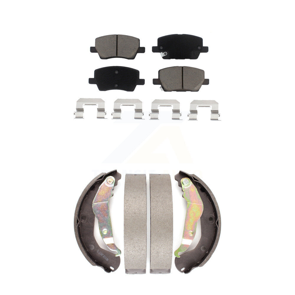 Front Rear Ceramic Brake Pads And Drum Shoes Kit For 2018-2020 Chevrolet Sonic