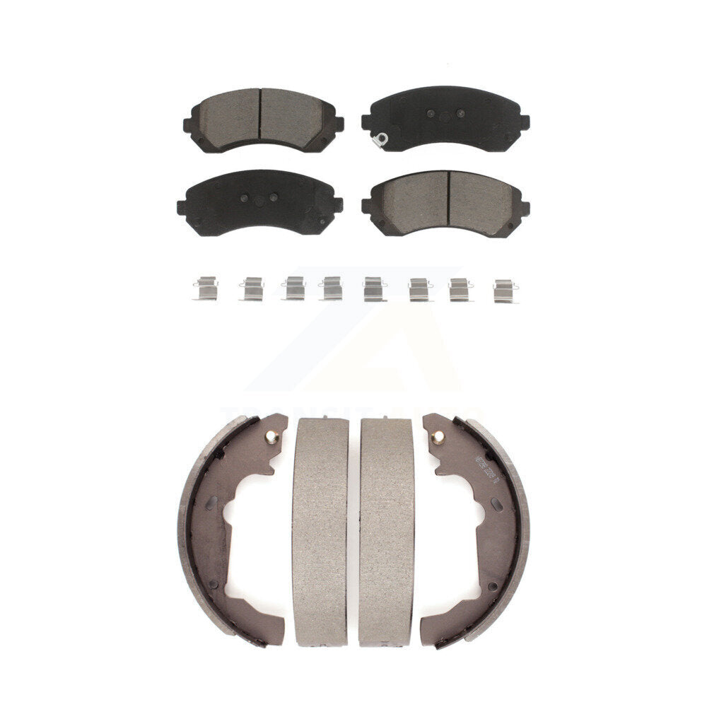 Front Rear Ceramic Brake Pads And Drum Shoes Kit For 2001-2005 Pontiac Aztek