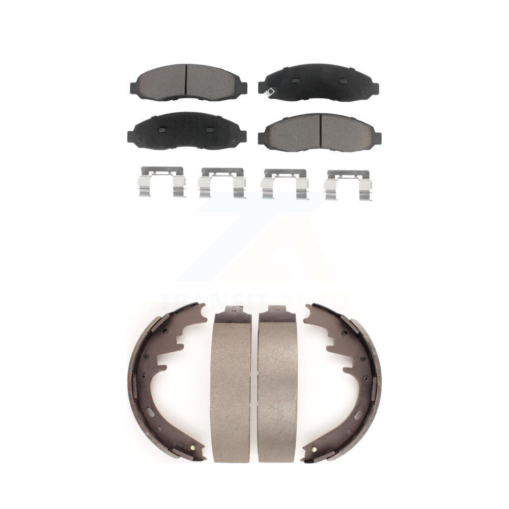 Front Rear Ceramic Brake Pads And Drum Shoes Kit For 2003-2004 Dodge Dakota