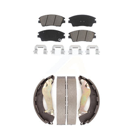 Front Rear Ceramic Brake Pads & Drum Shoe Kit For 2017-2020 Hyundai Elantra 1.6L