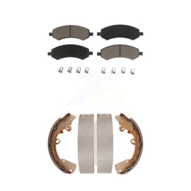 Front Rear Ceramic Brake Pads & Drum Shoe Kit For Dakota Dodge Mitsubishi Raider