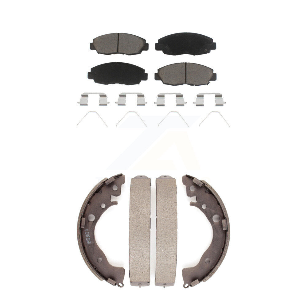 Front Rear Ceramic Brake Pads And Drum Shoes Kit For Honda Civic