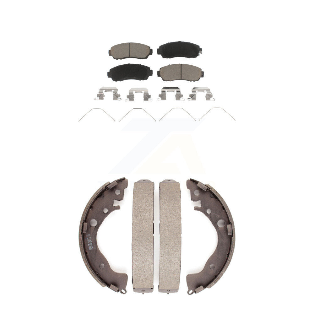 Front Rear Ceramic Brake Pads And Drum Shoes Kit For Honda Civic