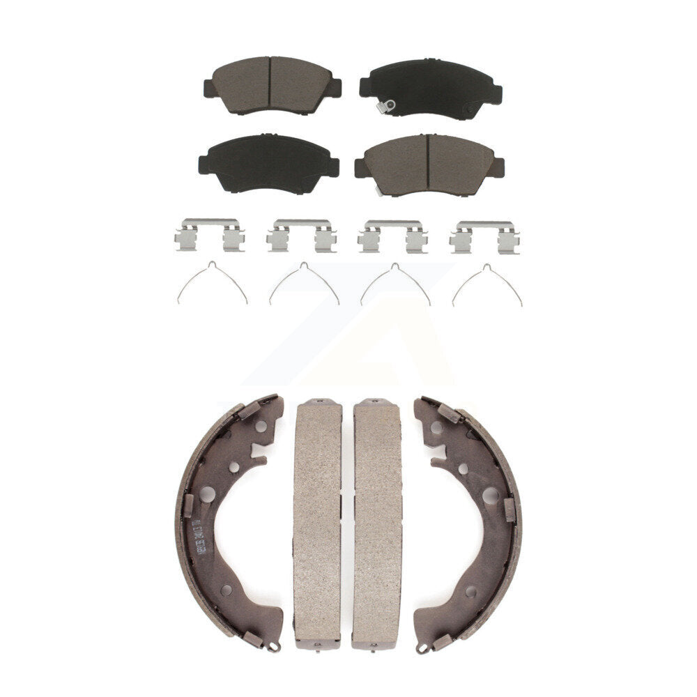 Front Rear Ceramic Brake Pads And Drum Shoes Kit For Honda Fit Civic