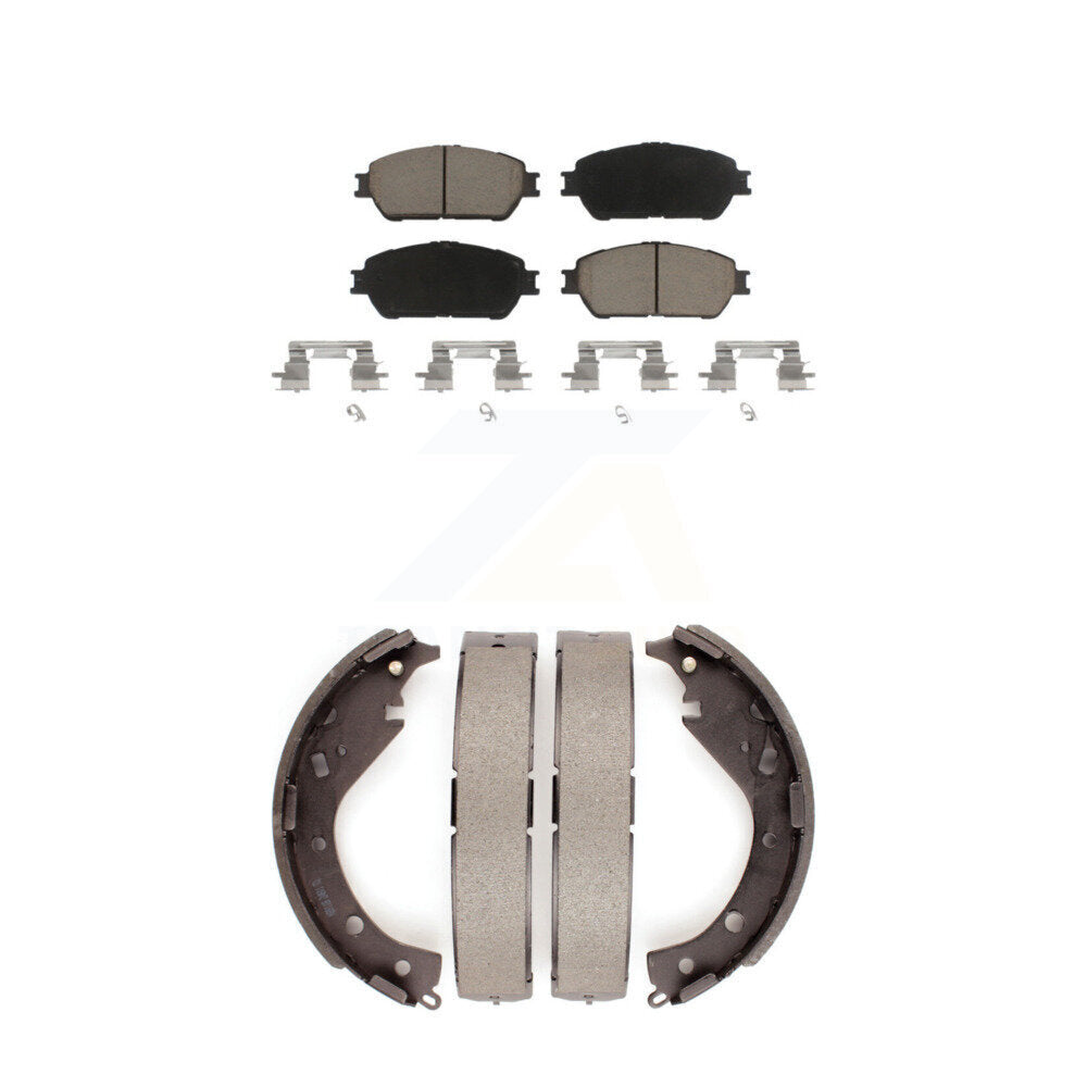 Front Rear Ceramic Brake Pads & Drum Shoes Kit For 2005-2006 Toyota Camry SE/XLE