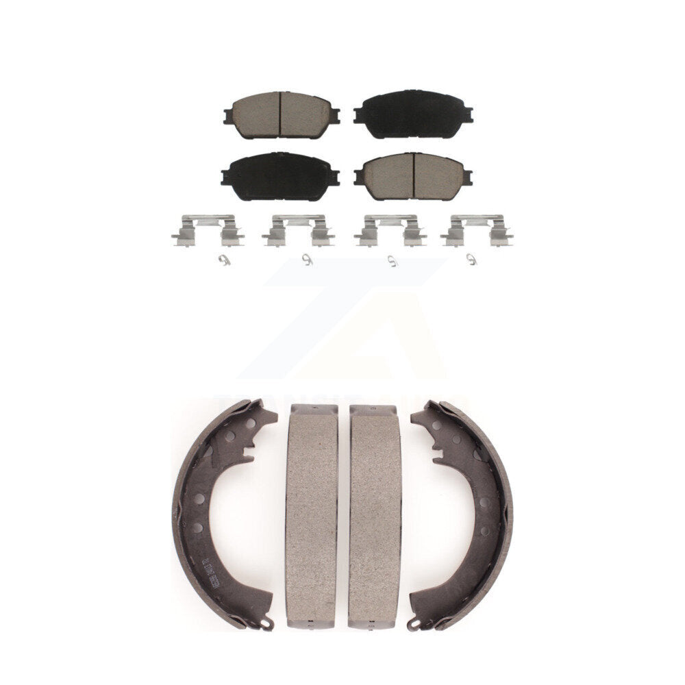 Front Rear Ceramic Brake Pads & Drum Shoes Kit For 2005-2006 Toyota Camry SE/XLE