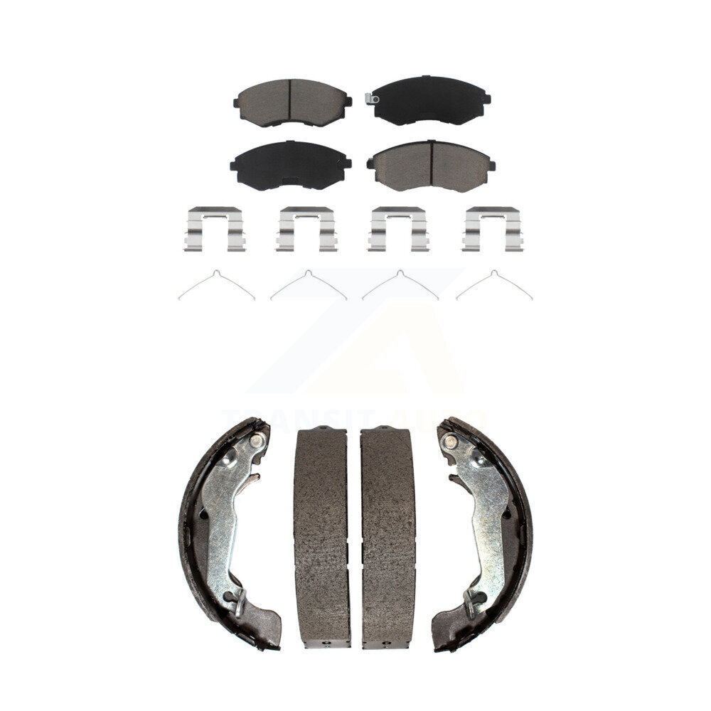 Front Rear Ceramic Brake Pads And Drum Shoes Kit For Hyundai Elantra Tiburon