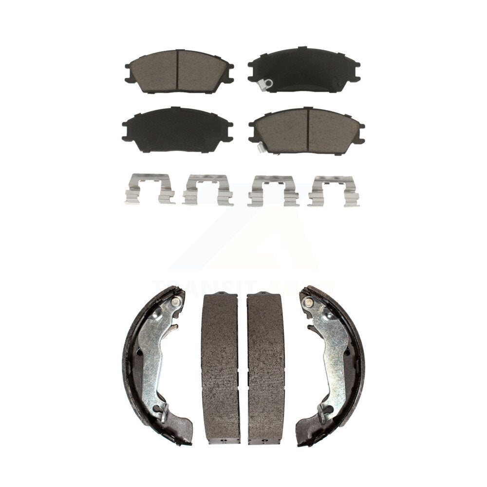 Front Rear Ceramic Brake Pads And Drum Shoes Kit For 2003-2005 Hyundai Accent