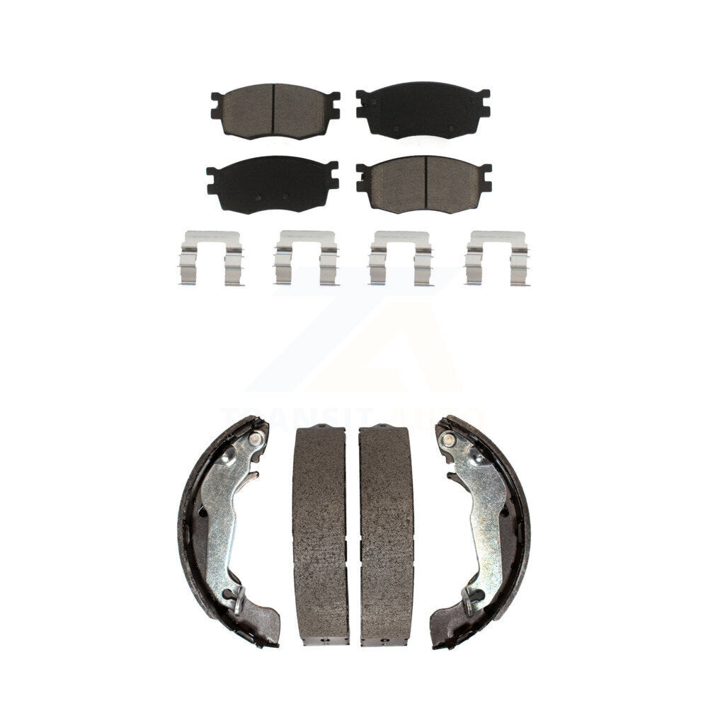 Front Rear Ceramic Brake Pads Drum Shoes Kit For 2006 Hyundai Accent To 09 30 05