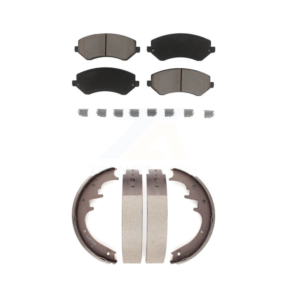 Front Rear Ceramic Brake Pads And Drum Shoes Kit For 2002 Jeep Liberty