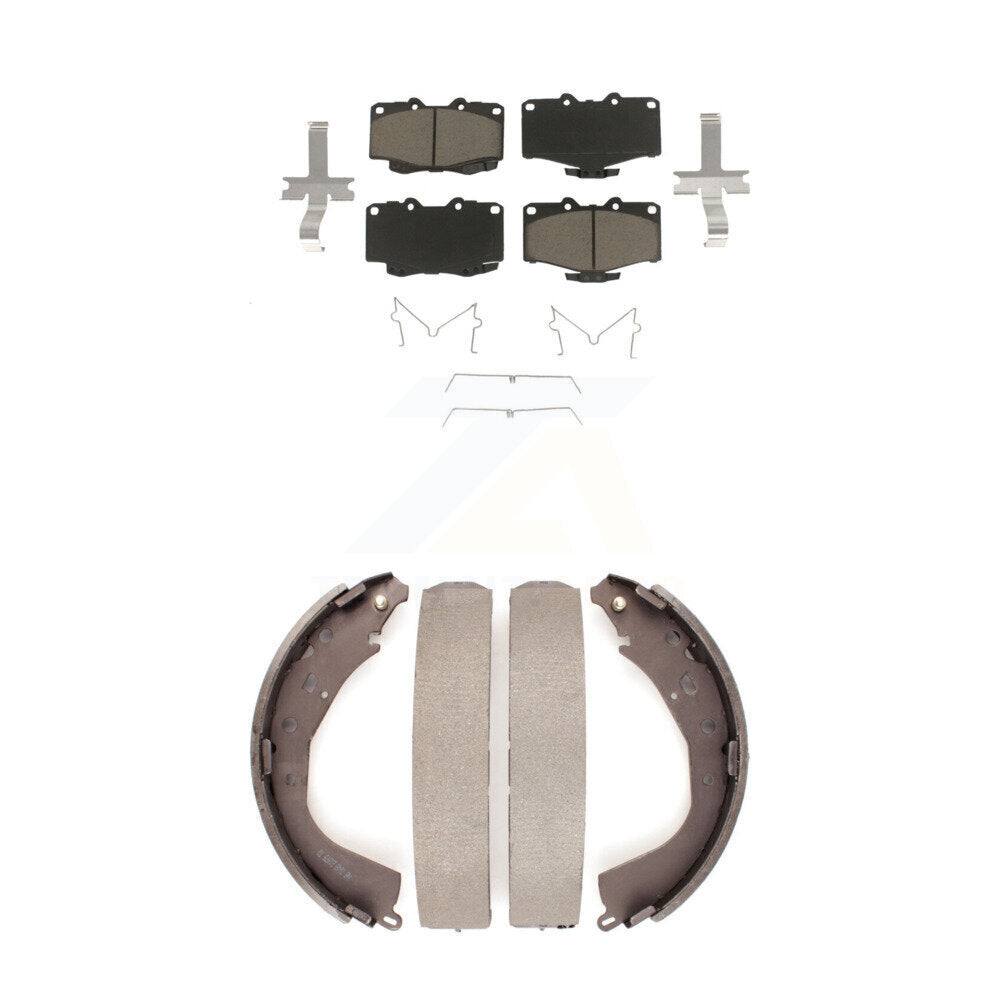 Front Rear Ceramic Brake Pads And Drum Shoes Kit For Toyota Tacoma 4Runner