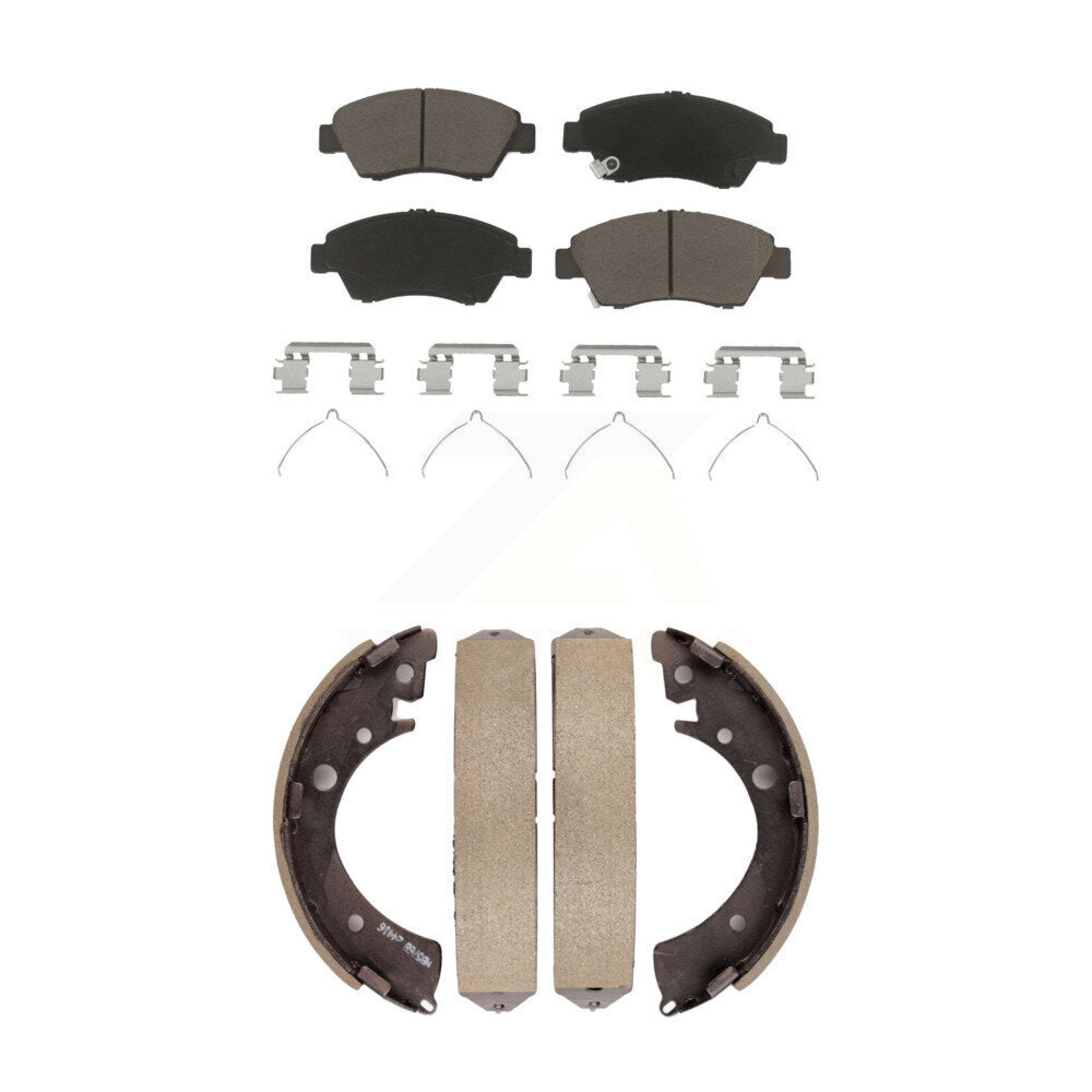 Front Rear Ceramic Brake Pads And Drum Shoes Kit For Honda Civic Fit