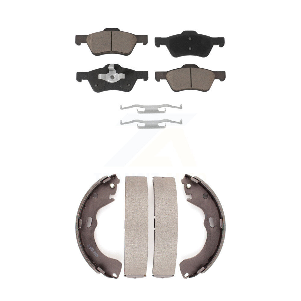Front Rear Ceramic Brake Pads And Drum Shoes Kit For Ford Escape Mazda Tribute