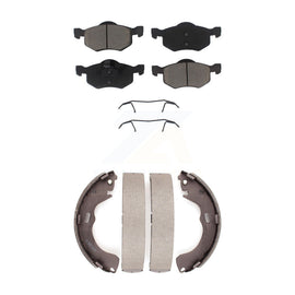Front Rear Ceramic Brake Pads And Drum Shoes Kit For Ford Escape Mazda Tribute