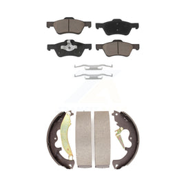 Front Rear Ceramic Brake Pads And Drum Shoes Kit For Ford Escape Mercury Mariner