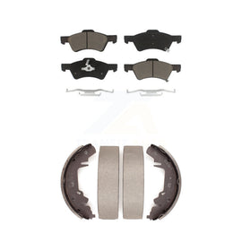 Front Rear Ceramic Brake Pads & Drum Shoes Kit For Dodge Chrysler Town Country
