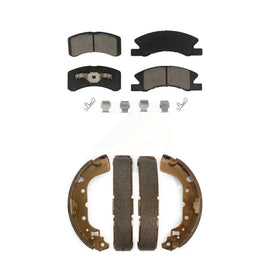 Front Rear Ceramic Brake Pads And Drum Shoes Kit For 2014-2015 Mitsubishi Mirage