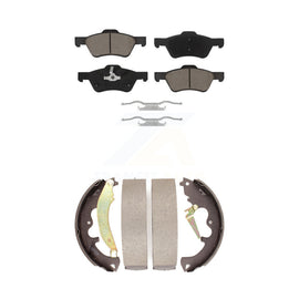 Front Rear Ceramic Brake Pads And Drum Shoes Kit For Ford Escape Mercury Mariner