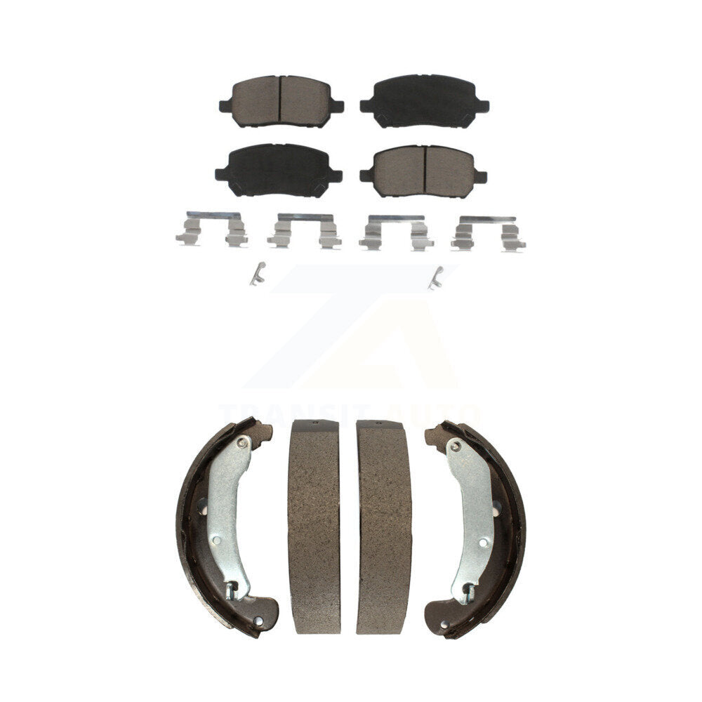 Front Rear Ceramic Brake Pads & Drum Shoe Kit For Chevrolet Cobalt Saturn Ion G5