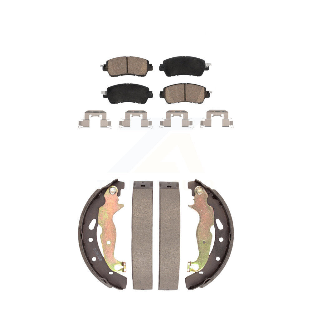 Front Rear Ceramic Brake Pads And Drum Shoes Kit For Toyota Yaris iA Scion