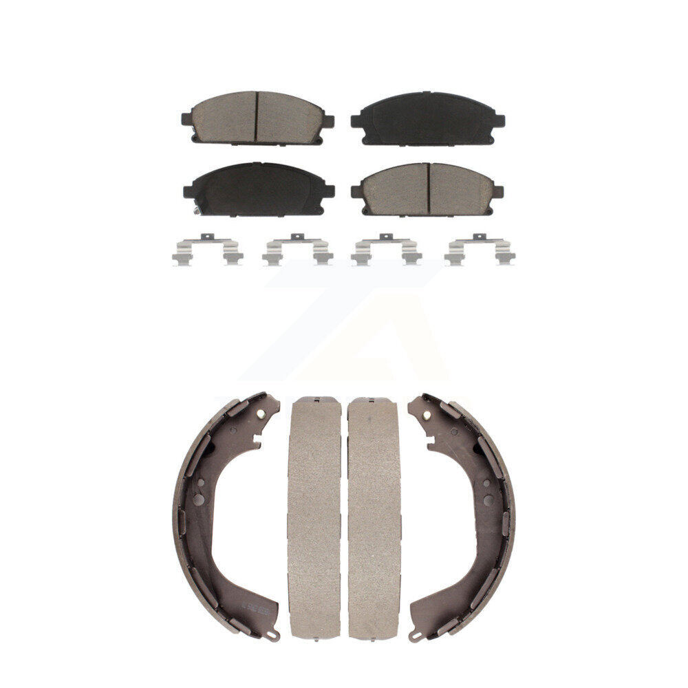 Front Rear Ceramic Brake Pads & Drum Shoe Kit For Nissan Pathfinder INFINITI QX4