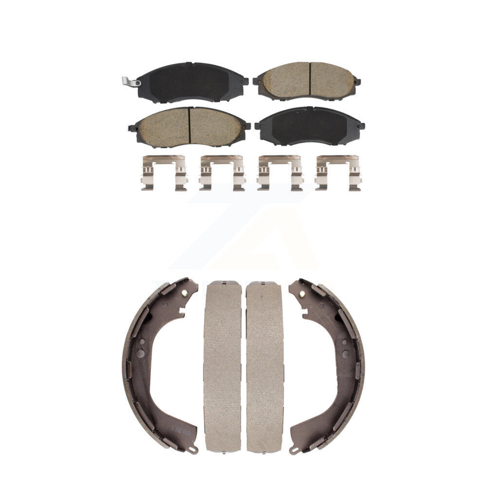 Front Rear Ceramic Brake Pads And Drum Shoes Kit For Nissan Xterra Frontier