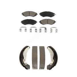 Front Rear Ceramic Brake Pads & Drum Shoes Kit For Chevrolet Aveo Spark Aveo5 G3