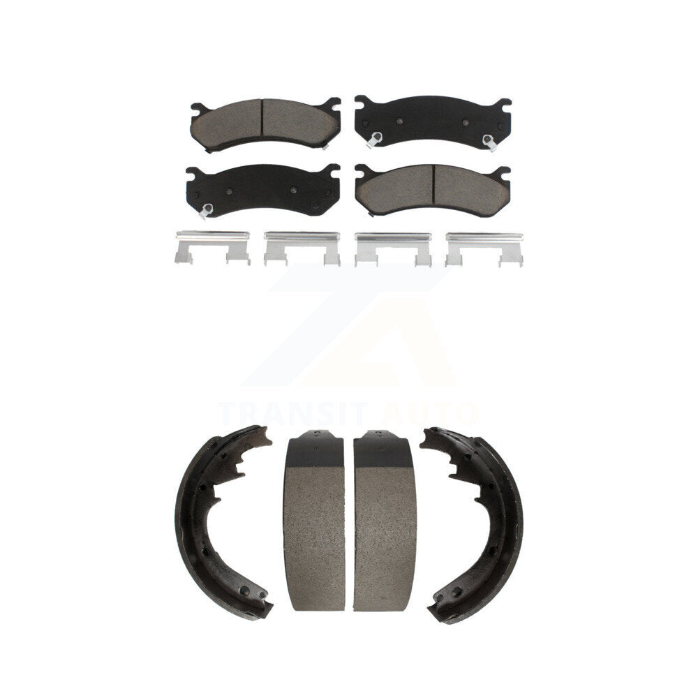 Front Rear Ceramic Brake Pads Drum Shoe Kit For GMC Yukon With 11" Diameter