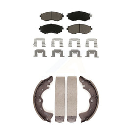 Front Rear Ceramic Brake Pads And Drum Shoe Kit For 2002-2006 Nissan Sentra 1.8L
