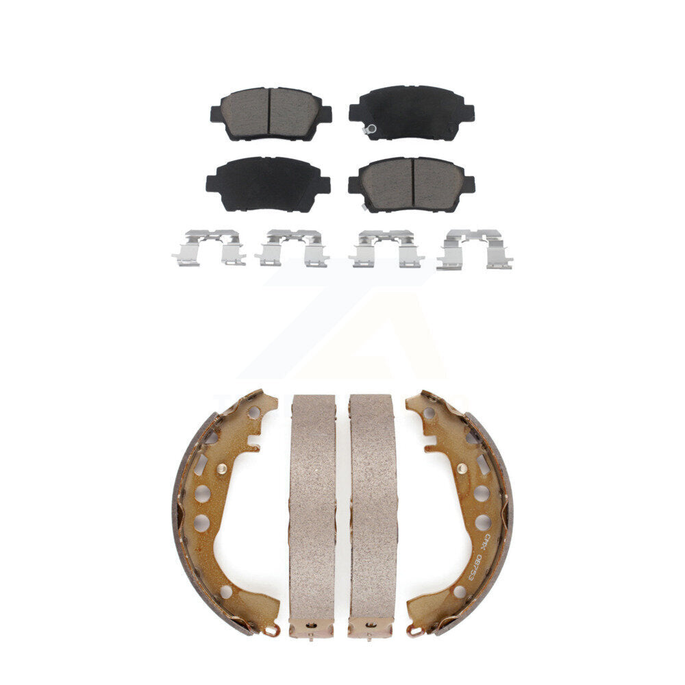 Front Rear Ceramic Brake Pads Drum Shoes Kit For Toyota Prius Scion xB xA Celica