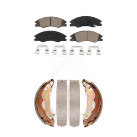 Front Rear Ceramic Brake Pads And Drum Shoes Kit For 2007-2009 Kia Spectra