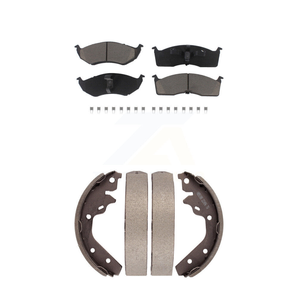 Front Rear Ceramic Brake Pads & Drum Shoes Kit For 1995-1997 Neon Dodge Plymouth