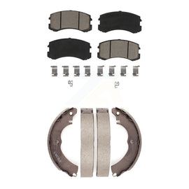 Front Rear Ceramic Brake Pads And Drum Shoes Kit For Mitsubishi Lancer