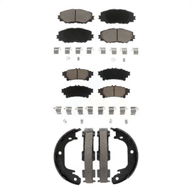 Front Rear Ceramic Brake Pads And Parking Shoes Kit For 2012-2017 Toyota Prius V