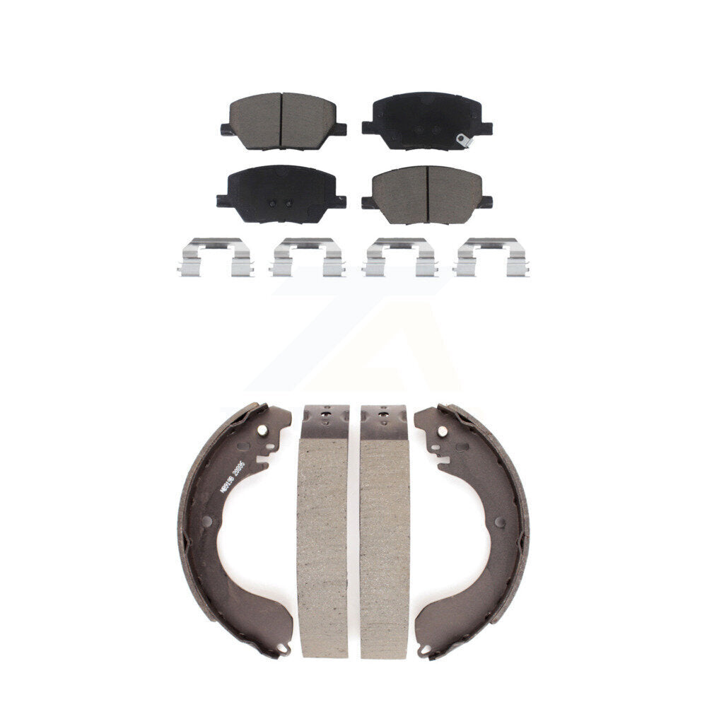 Front Rear Ceramic Brake Pads Drum Shoe Kit For 2017 Jeep Compass New Body Style