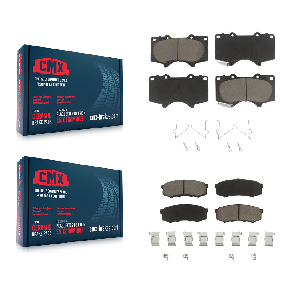 Front Rear Ceramic Brake Pad Kit For Toyota 4Runner Lexus Sequoia GX460 FJ GX470