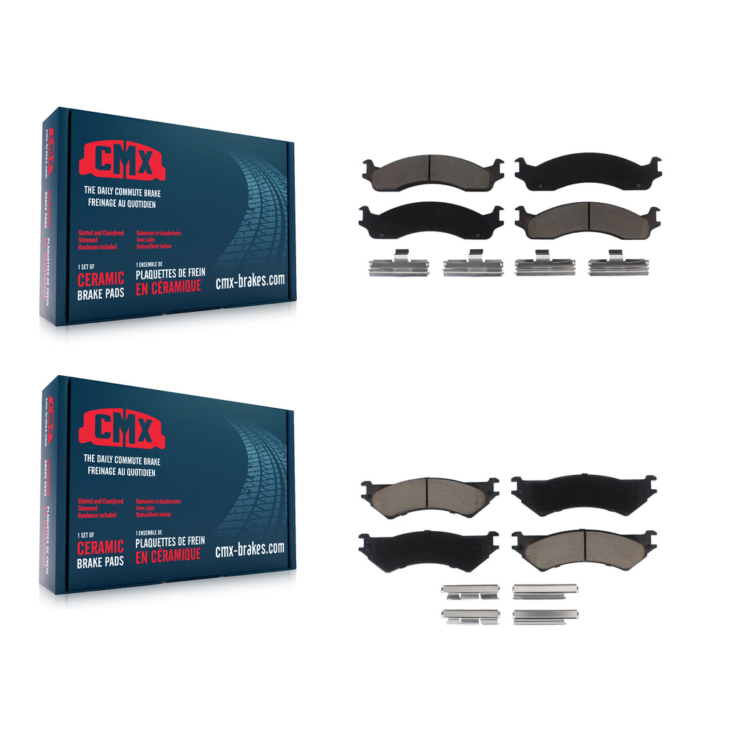 Front Rear Ceramic Brake Pads Kit For Ford E-350 Super Duty E-250 Econoline Club
