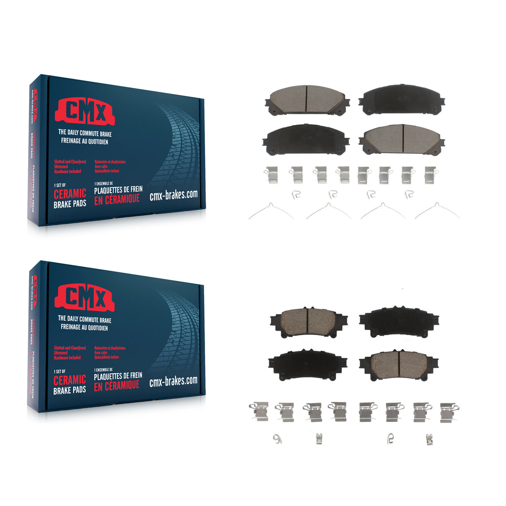 Front Rear Ceramic Brake Pad Kit For Toyota Highlander Sienna Lexus RX350 RX450h