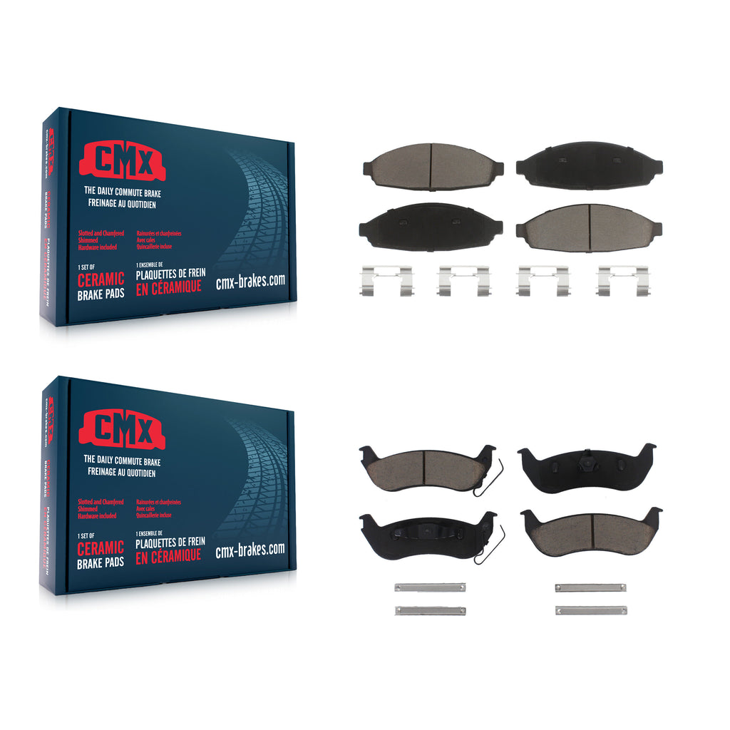 Front Rear Ceramic Brake Pads Kit For Ford Crown Victoria Mercury Grand Marquis