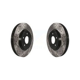 Front Coated Drilled Slotted Disc Brake Rotors Pair For Ford Mustang
