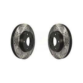 Front Coated Drilled Slotted Disc Brake Rotors Pair For Mazda 3 CX-3 Sport