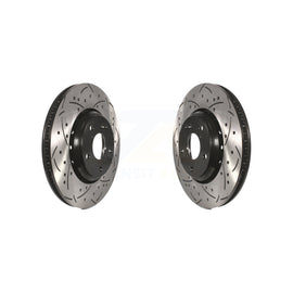 Front Coated Drilled Slot Disc Brake Rotor Pair For Honda Civic Accord Acura ILX
